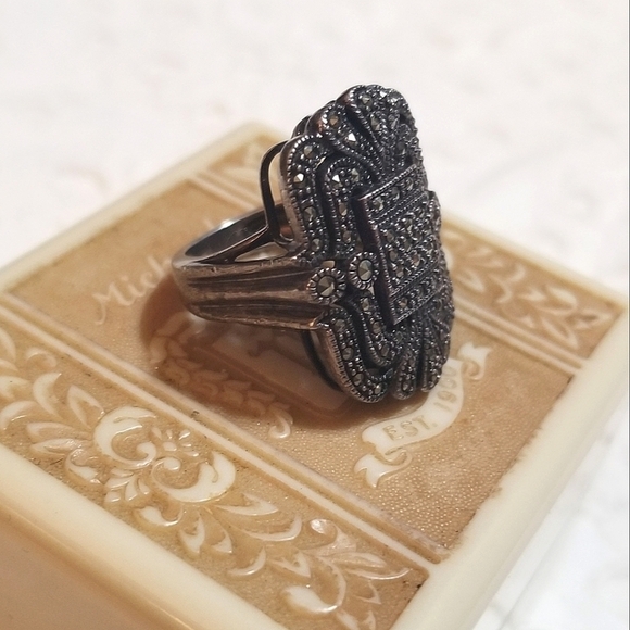 VINTAGE Designer MARC Sterling Marcasite Ring - Picture 7 of 8